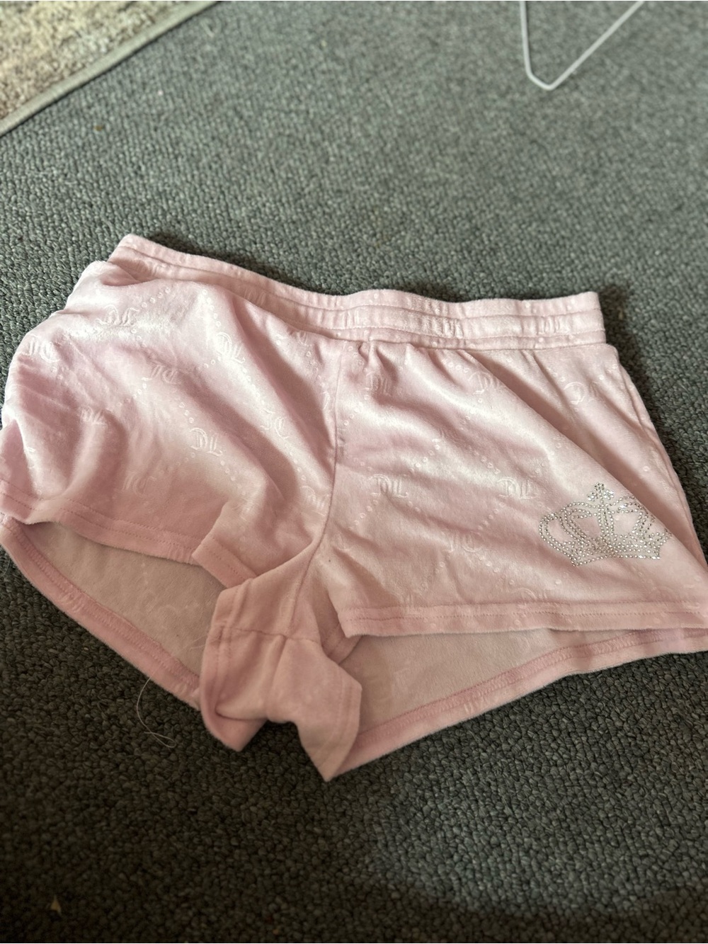 Juicy couture pink pajama shorts with rhinestone bedazzle crown